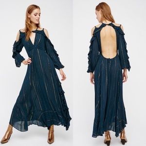 Free People Huxley Backless Maxi Dress Holly Green M NWT